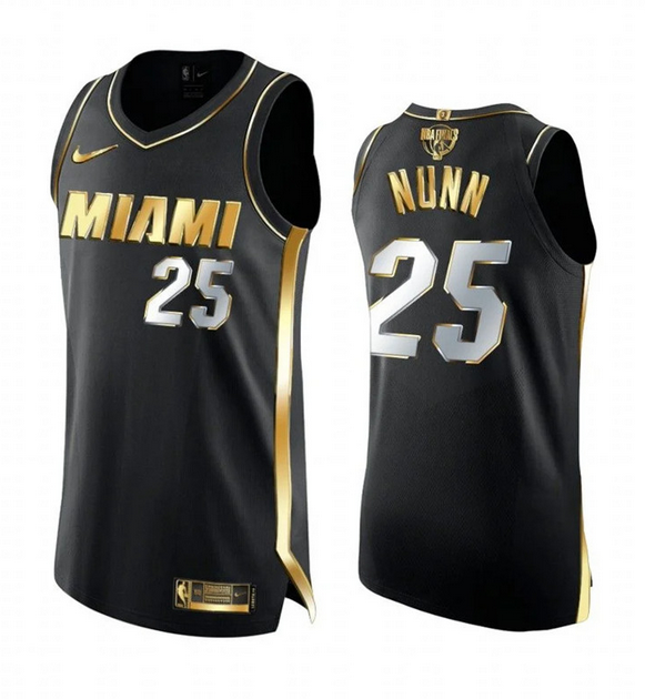 Men's Miami Heat #25 Kendrick Nunn Black 2020 Finals Golden Limited Edition NBA Jersey